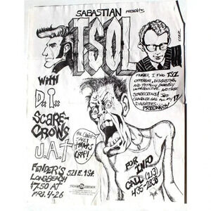 Vtg Rock Thrash Heavy Metal Band Concert Flyer Sabastian Present TSOL LongbeacH